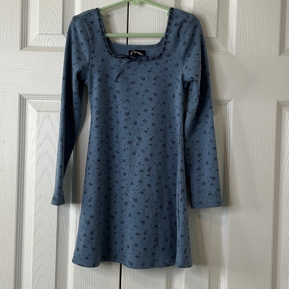 Art Class - Girl Long Sleeve Square Neck Ribbed Dress 90's Grunge Size XS (4/5) - Picture 2 of 10